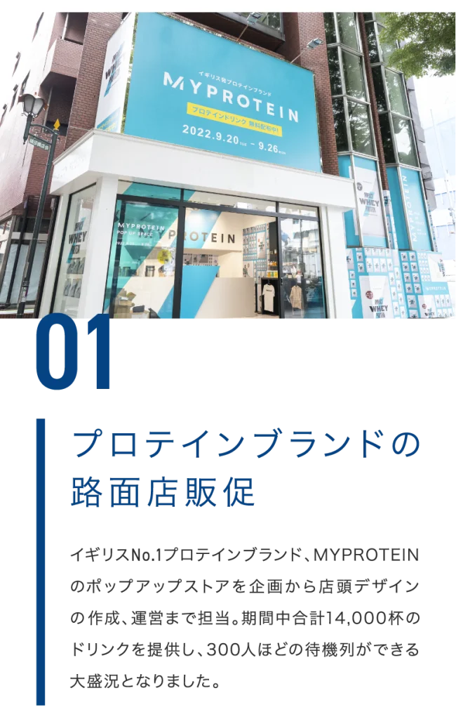 プロテインブランドの路面店販促