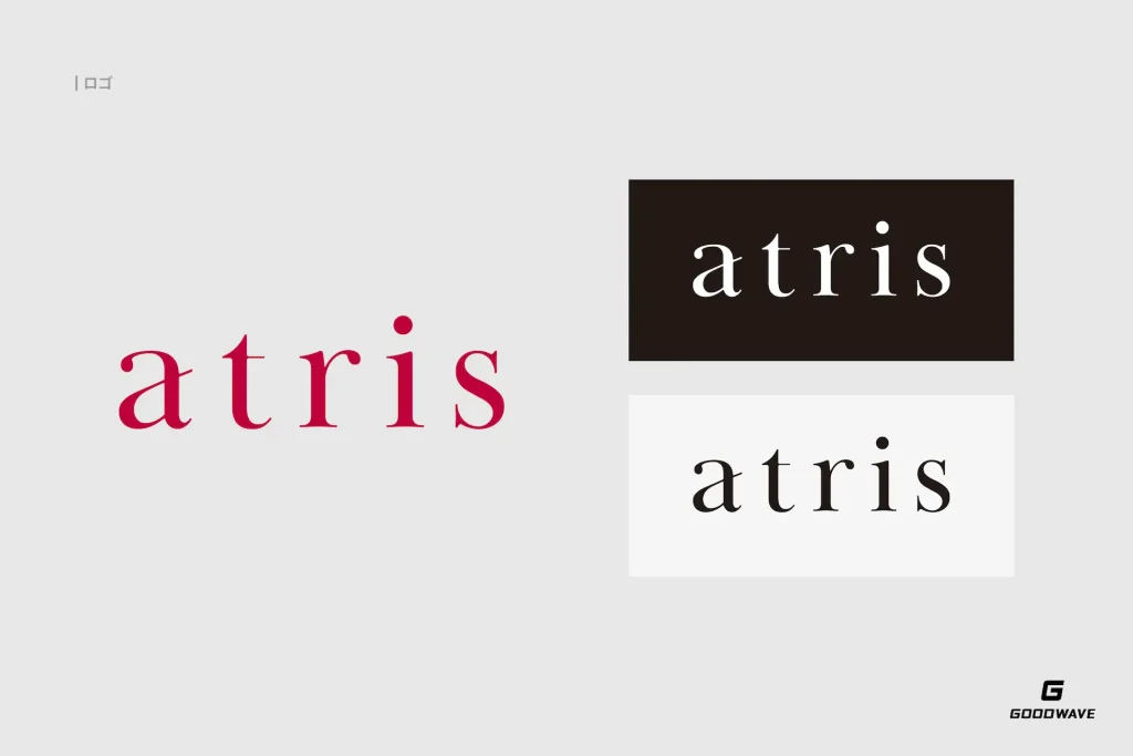 化粧品販売員派遣サービス「atris」のロゴデザイン制作事例
